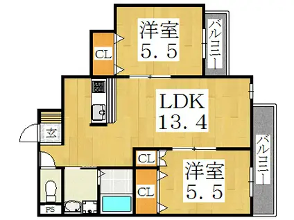 RE-STYLE(2LDK/3階)の間取り写真