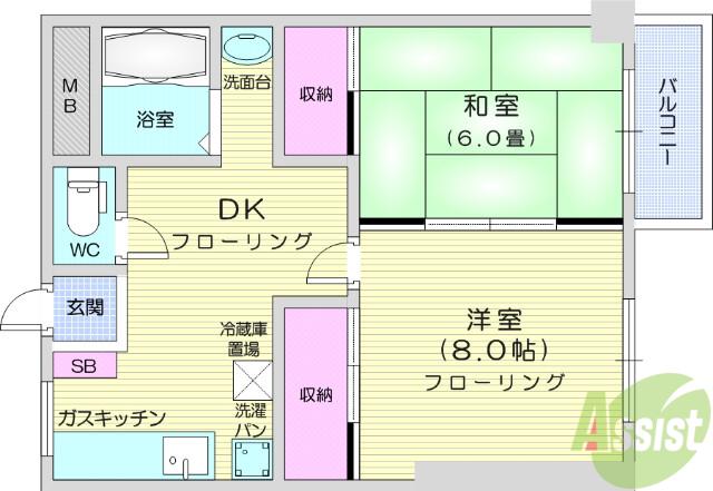 第2銅谷ビル(2DK/4階)の間取り写真