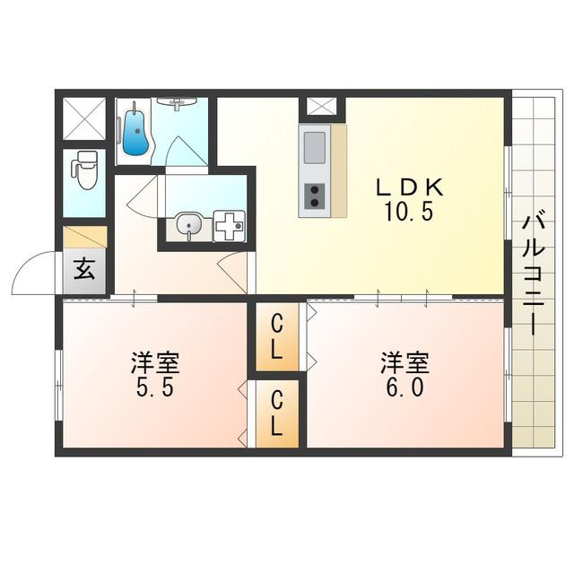 ヴィスタシア(2LDK/1階)の間取り写真