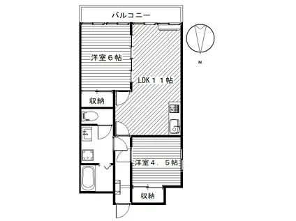 ハイツ荒川(2LDK/3階)の間取り写真
