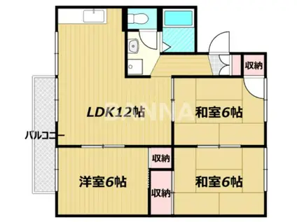 サンライズ原田A棟(3LDK/2階)の間取り写真