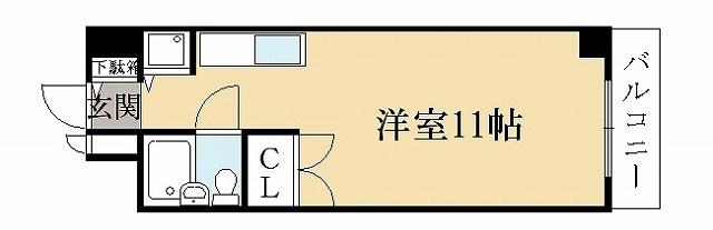 プレシードノモト(1K/3階)の間取り写真