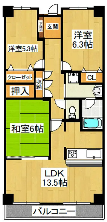 リーベスト東中山 3階階 間取り
