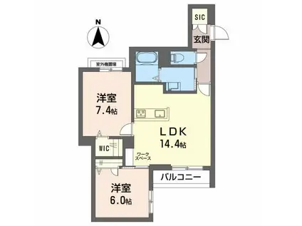 リオリエント華陽(2LDK/2階)の間取り写真