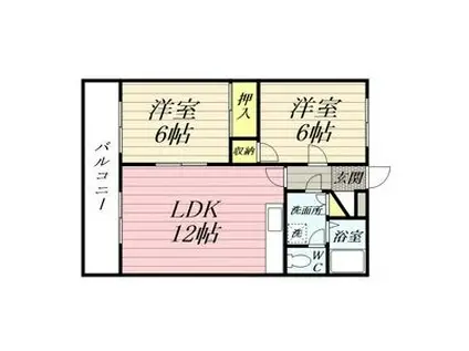 サンライズK1994(2LDK/4階)の間取り写真