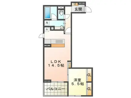ディーシャンブル石塚町(1LDK/1階)の間取り写真