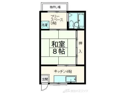 高瀬ハイツ(1K/3階)の間取り写真