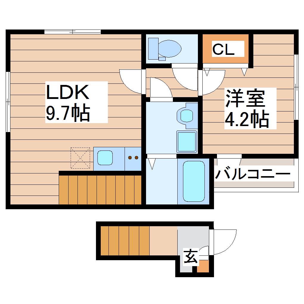 プライムヒルズ(1LDK/2階)の間取り写真