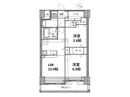 VESTA京町堀(1SLDK/8階)の間取り写真