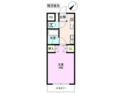 ラ・ヴィアンローズII(1K/3階)の間取り写真