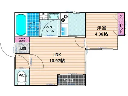 クルトノブ博多駅南(1LDK/1階)の間取り写真
