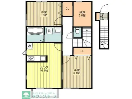 セレスティアル福生(2LDK/2階)の間取り写真