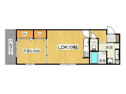 ブランシェ本町(1LDK/3階)の間取り写真