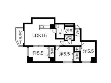 セピア山の手(3LDK/6階)の間取り写真