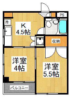 アビタシオン元町(2K/4階)の間取り写真