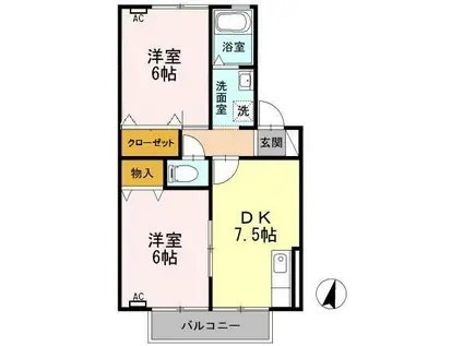 アストロハウス C(2DK/2階)の間取り写真