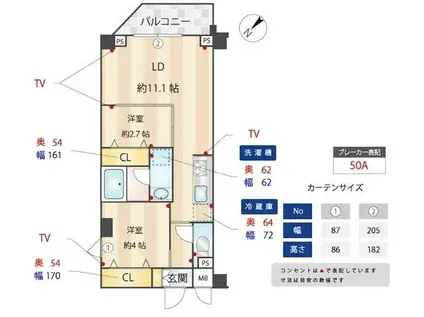 ズーム下丸子(2LDK/3階)の間取り写真