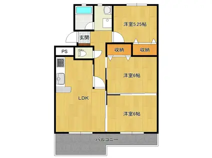 ハイツ・ラペーラEA(3LDK/1階)の間取り写真