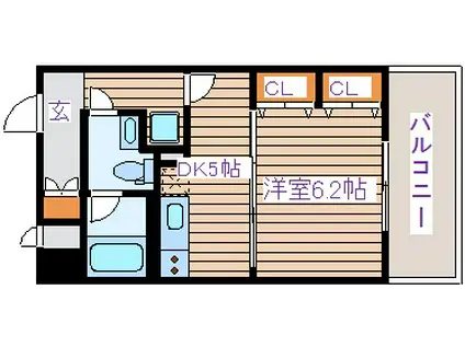 ヴィアーレ八幡三丁目(1DK/3階)の間取り写真