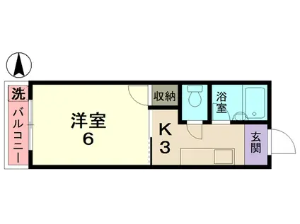 フリーデンハイム平和(1K/2階)の間取り写真