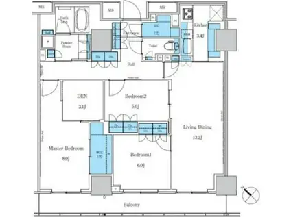 パークアクシス滝野川ラ ブリーズ(3LDK/15階)の間取り写真
