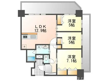 ライオンズ豊見城セントマークス(3LDK/12階)の間取り写真