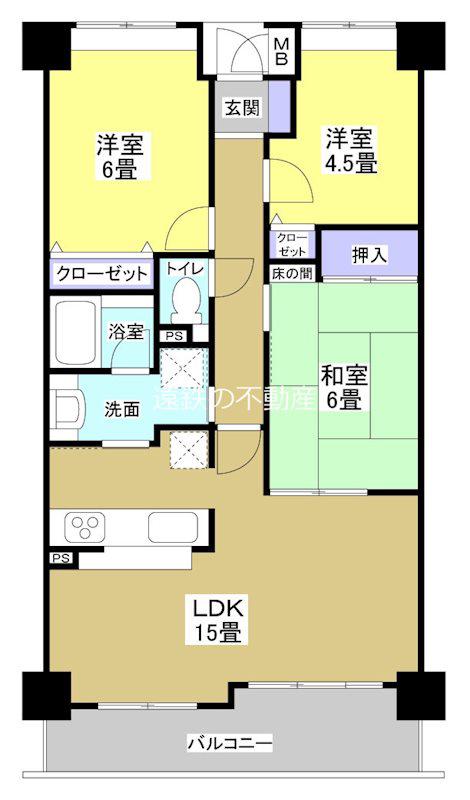 ベルジュ成子坂(3LDK/3階)の間取り写真