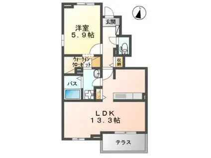 バロンソワール(1LDK/1階)の間取り写真