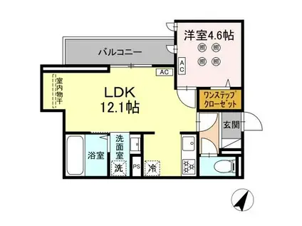 シャルム新屋敷(1LDK/2階)の間取り写真