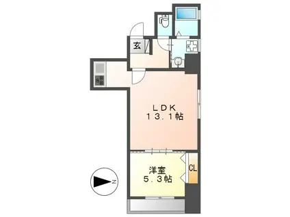 L.A上前津(1LDK/6階)の間取り写真