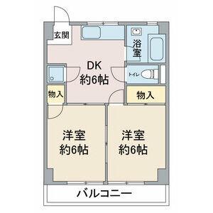 水野マンション(2DK/6階)の間取り写真