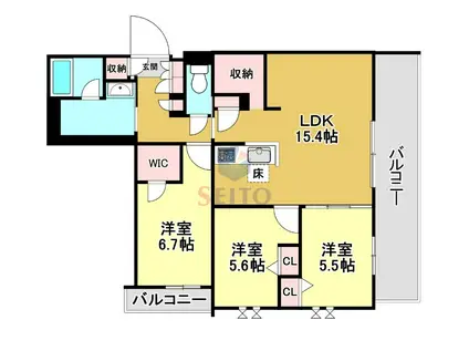 ベルスウィート(3LDK/2階)の間取り写真