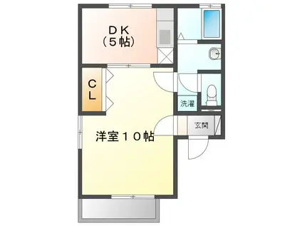 リーフィー(1DK/2階)の間取り写真