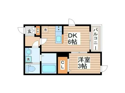 LUCENTE(1DK/1階)の間取り写真