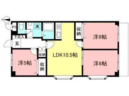アネックス登戸(3LDK/1階)の間取り写真