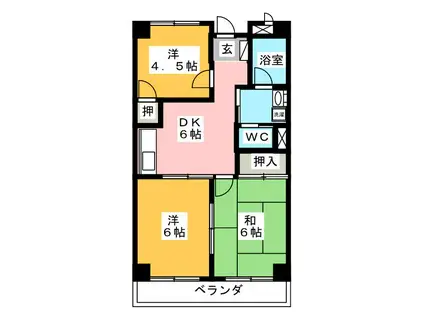 めぞんわたなべ(3DK/3階)の間取り写真