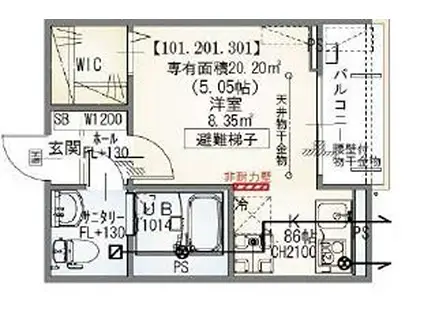 Nプラス八王子(ワンルーム/1階)の間取り写真