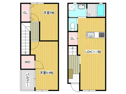 AQUA YAMASAKI(2LDK/1階)の間取り写真