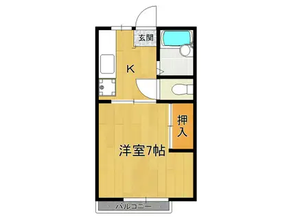 サンライフ西B棟(1K/1階)の間取り写真