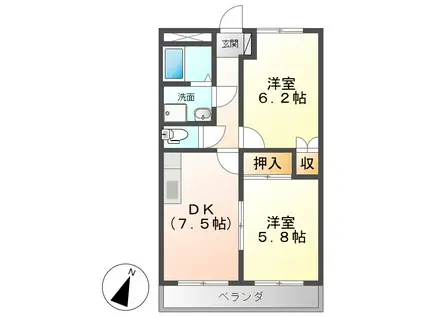 ウィステリアWIND(2DK/2階)の間取り写真