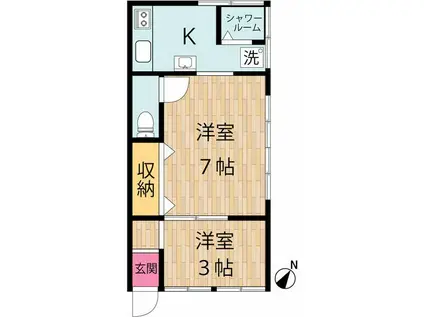 岩崎荘(2K/1階)の間取り写真