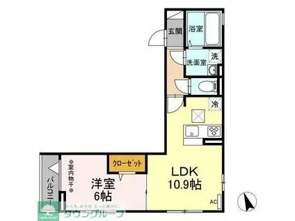 サンティエI(1LDK/1階)の間取り写真