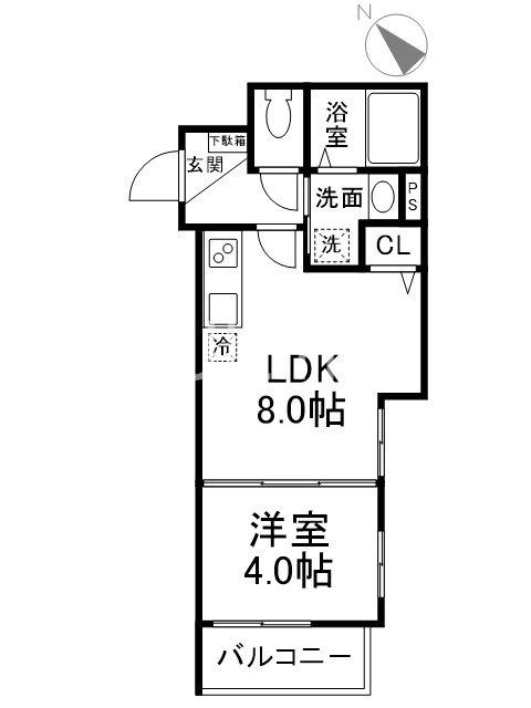 フラッツ六地蔵(1LDK/1階)の間取り写真