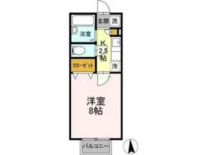 ハイネス八乙女 II(1K/2階)の間取り写真