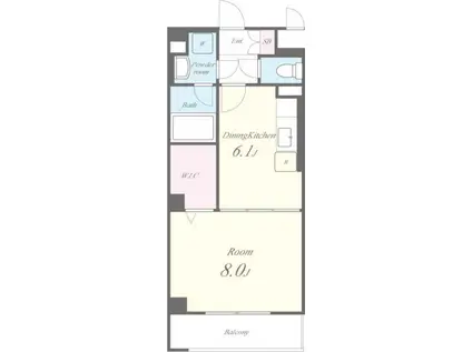 エバーヒルズN棟(1DK/2階)の間取り写真