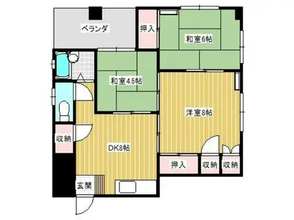 フロンティア麻里布(3DK/3階)の間取り写真