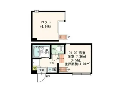 アークラティーダ(1K/1階)の間取り写真