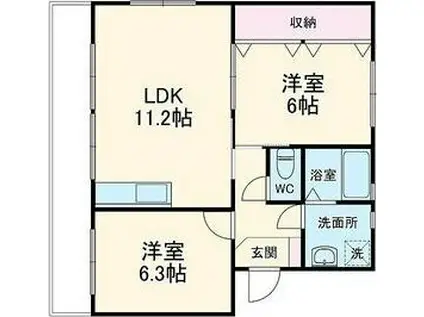 AMENITY SQUARE 14(2LDK/2階)の間取り写真