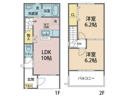 ハルシオン(2LDK/1階)の間取り写真