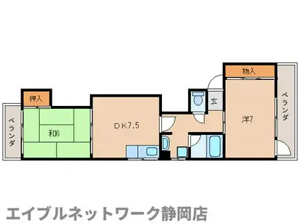 金原中町コーポラス(2DK/4階)の間取り写真